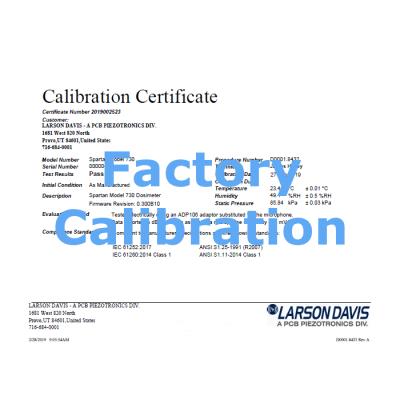 calibration and certification for 814, (preamplifier and microphone calibration extra).